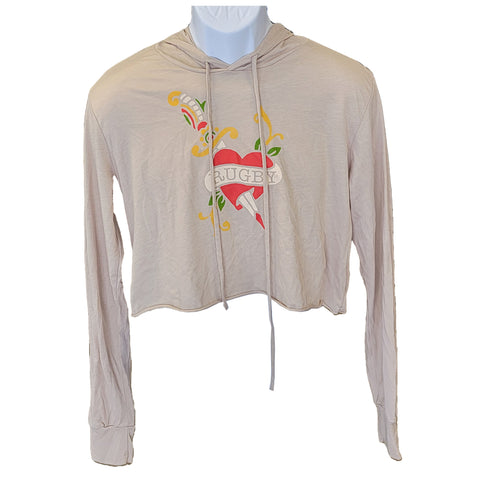 Tattoo Heart and Dagger - Cropped Long Sleeve Hoodie