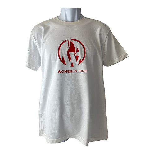 Logo Tee (Women in Fire) - White with Red logo