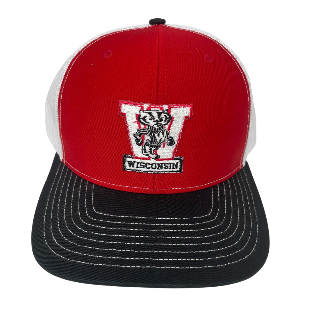 Wisconsin Badger Patch Trucker Cap - Red/White