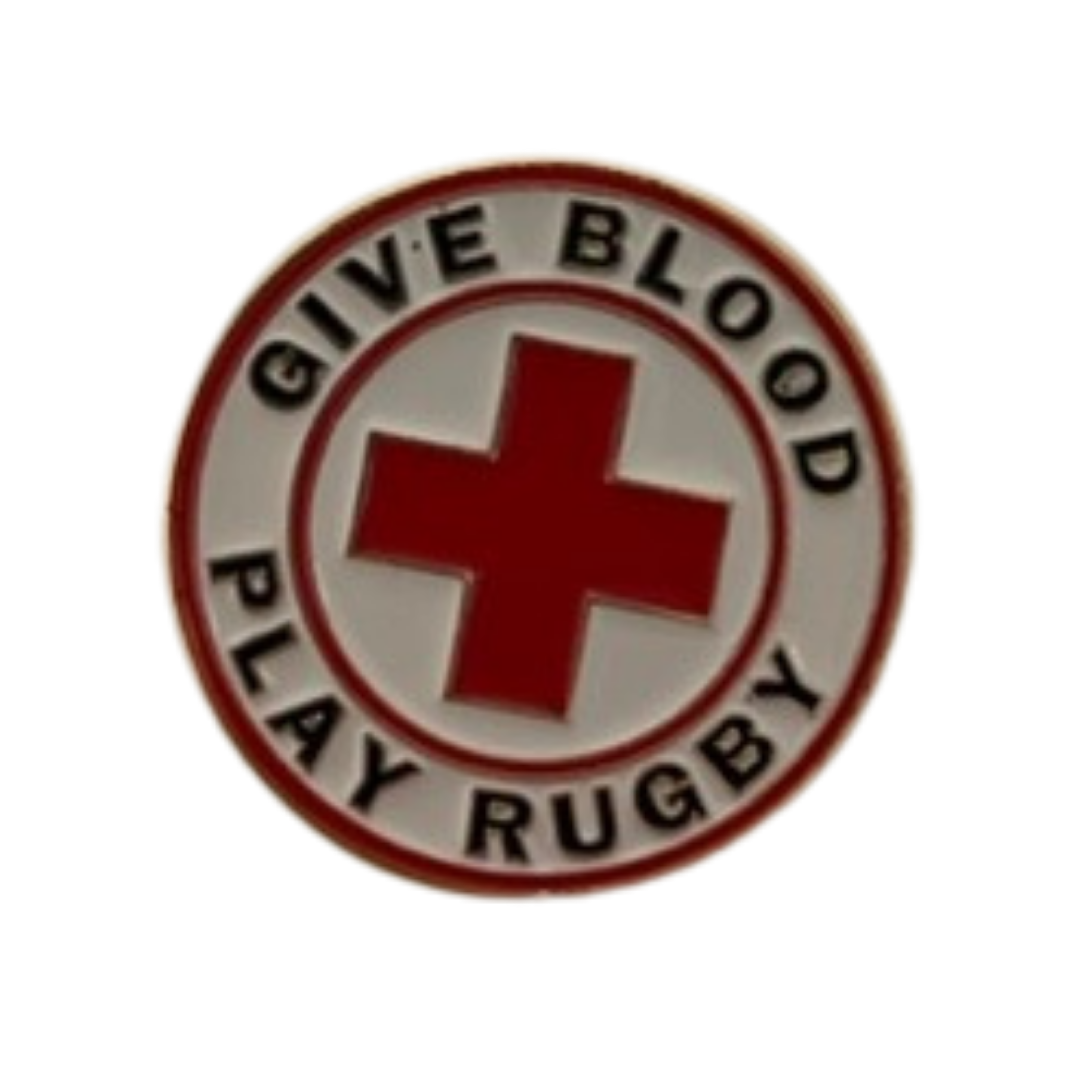 Give Blood Play Rugby Enamel Pin