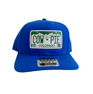 CowPie License Plate Snapback Hat - Royal Blue